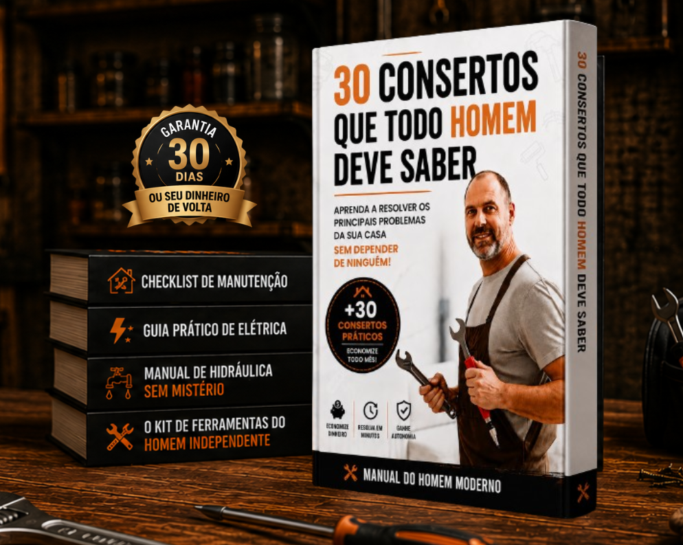 Manual 30 consertos que todo homem deve saber com os 4 bônus e selo de garantia de 30 dias